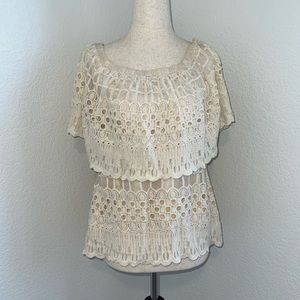 Anthropologie / Harlyn Cream Lace Off The Shoulder Top Size Small